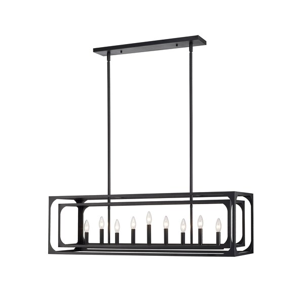 Z-Lite Easton Linear Chandelier, 9-Light, 13 In.W x 44 In.L x 13 In.H, Matte Black/Matte Black 3038-9L-MB - main